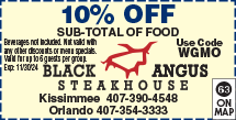 Discount Coupon for Black Angus Steakhouse - Orlando - I-Drive